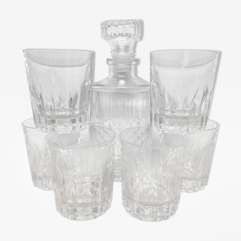 Whisky decanter and its 6 crystal glasses