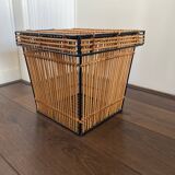Mid-Century Rattan and Metal Storage Box by Rohe Noordwolde, 1950s