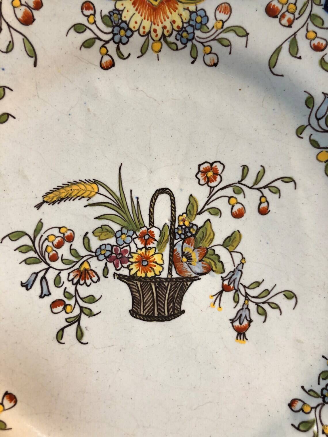 Decorative earthenware plate from Rouen 20th century