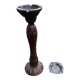 Round candle holder in turned carved wood