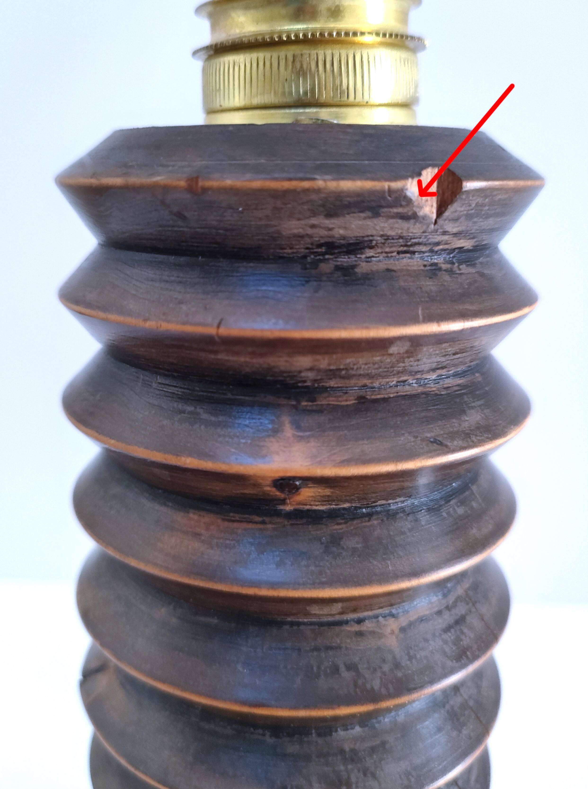 Pied de lampe bois massif par Charles Dudouyt