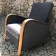 Fauteuil art déco moustache années 30 avec repose-pieds