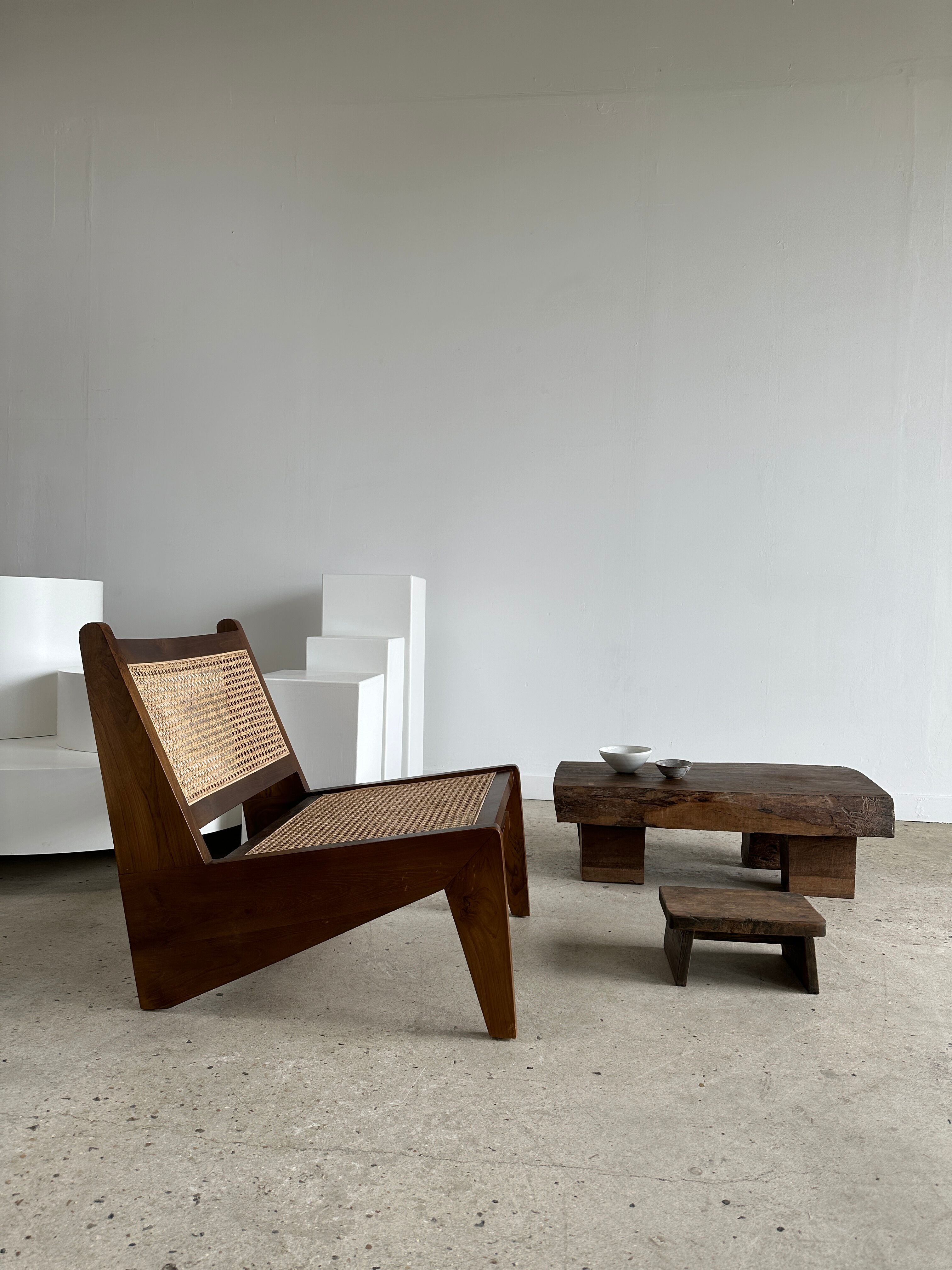 Asian solid wood quadripod brutalist coffee table H30 L81 l42