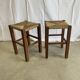 Pair of straw and wood stools
