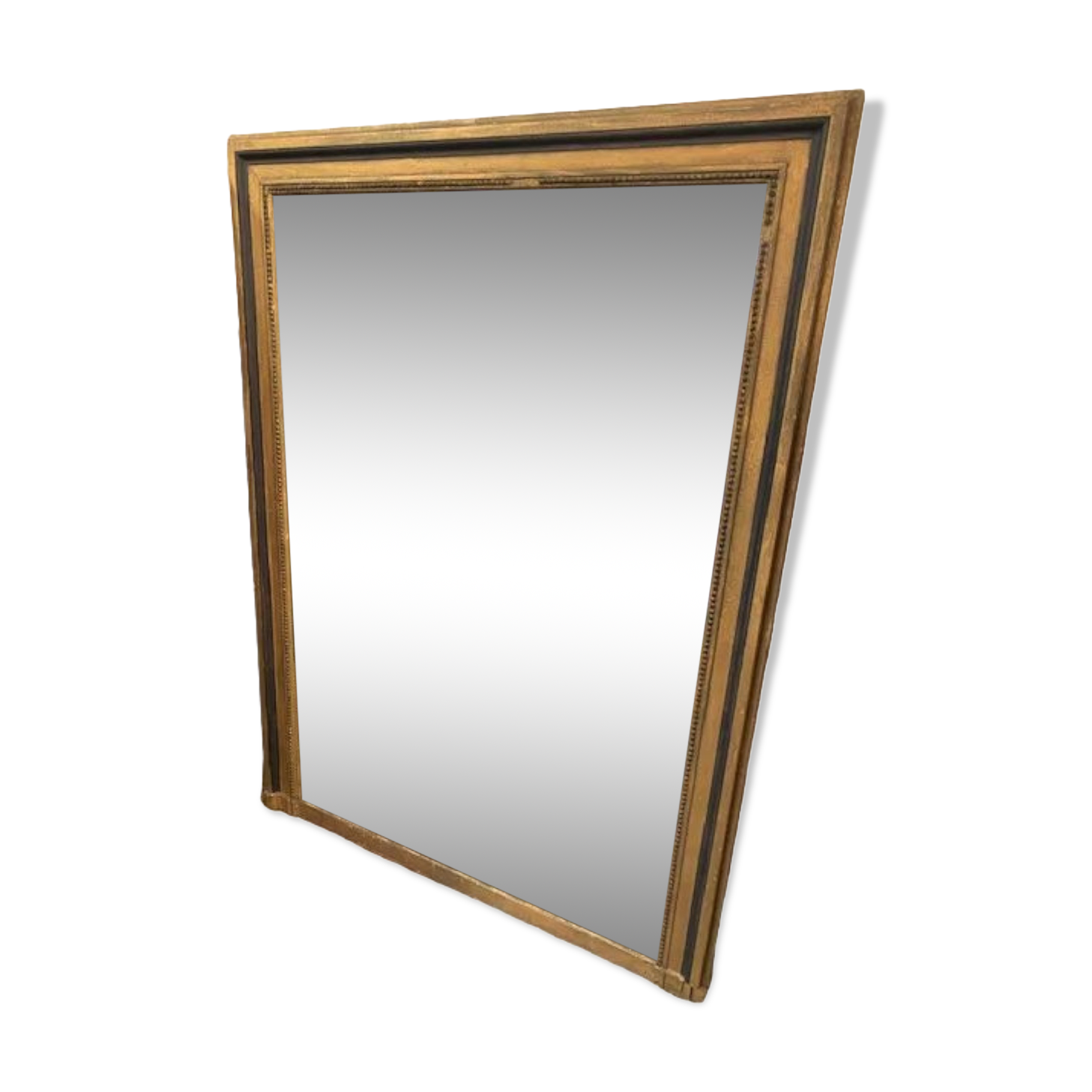 Giled and black fireplace mirror