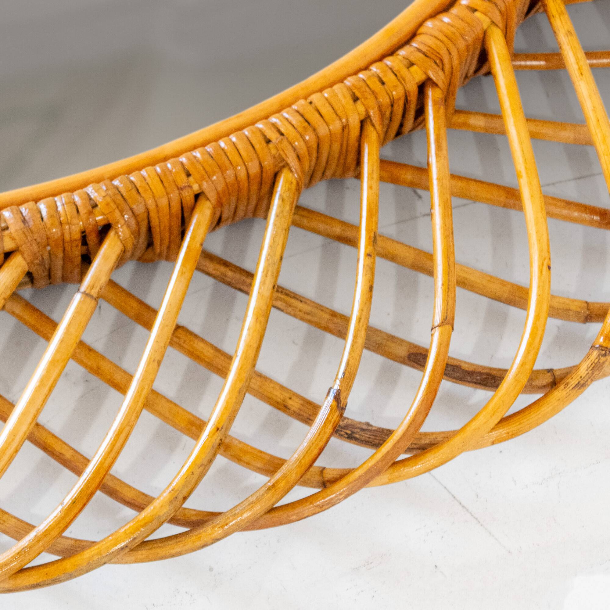 Mid- Century Modern Sunburst Bamboo Mirror, Franco Albini, Italy 1960s