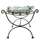 pair of wrought iron stools with cushions