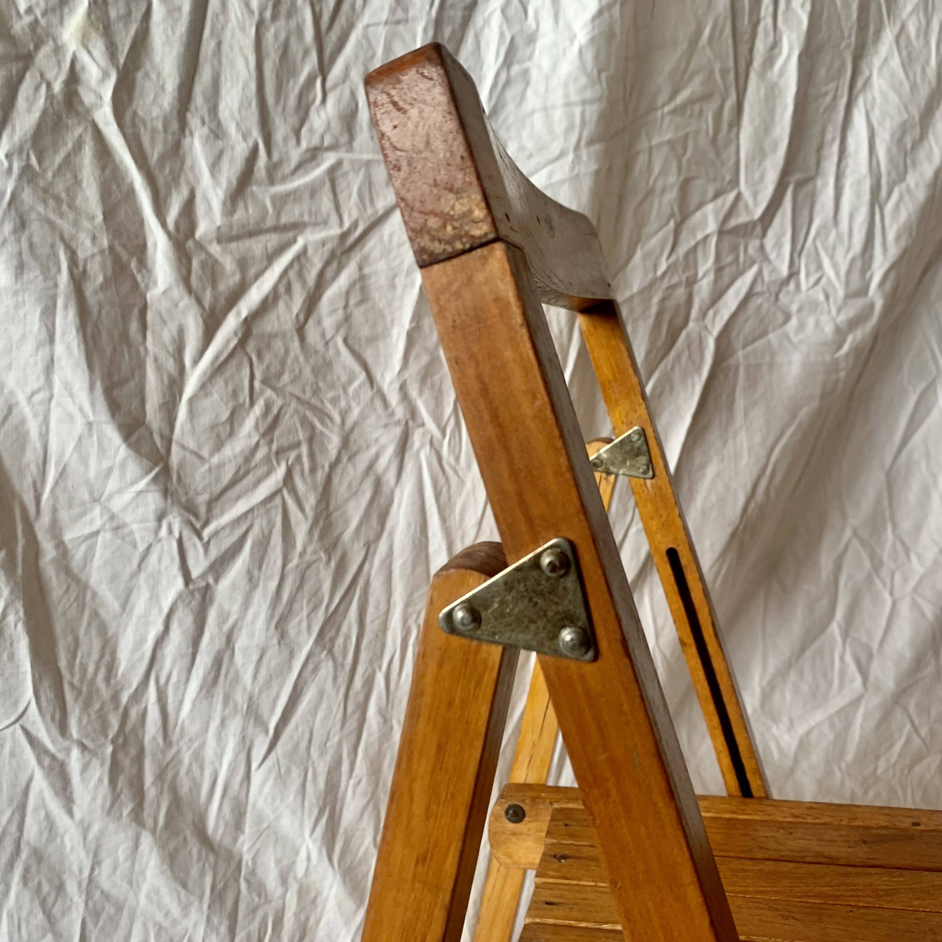 Antique varnished wooden folding chair for children