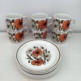 Set of 6 cups + 6 plates, vintage Ironstone by J&G Meakin