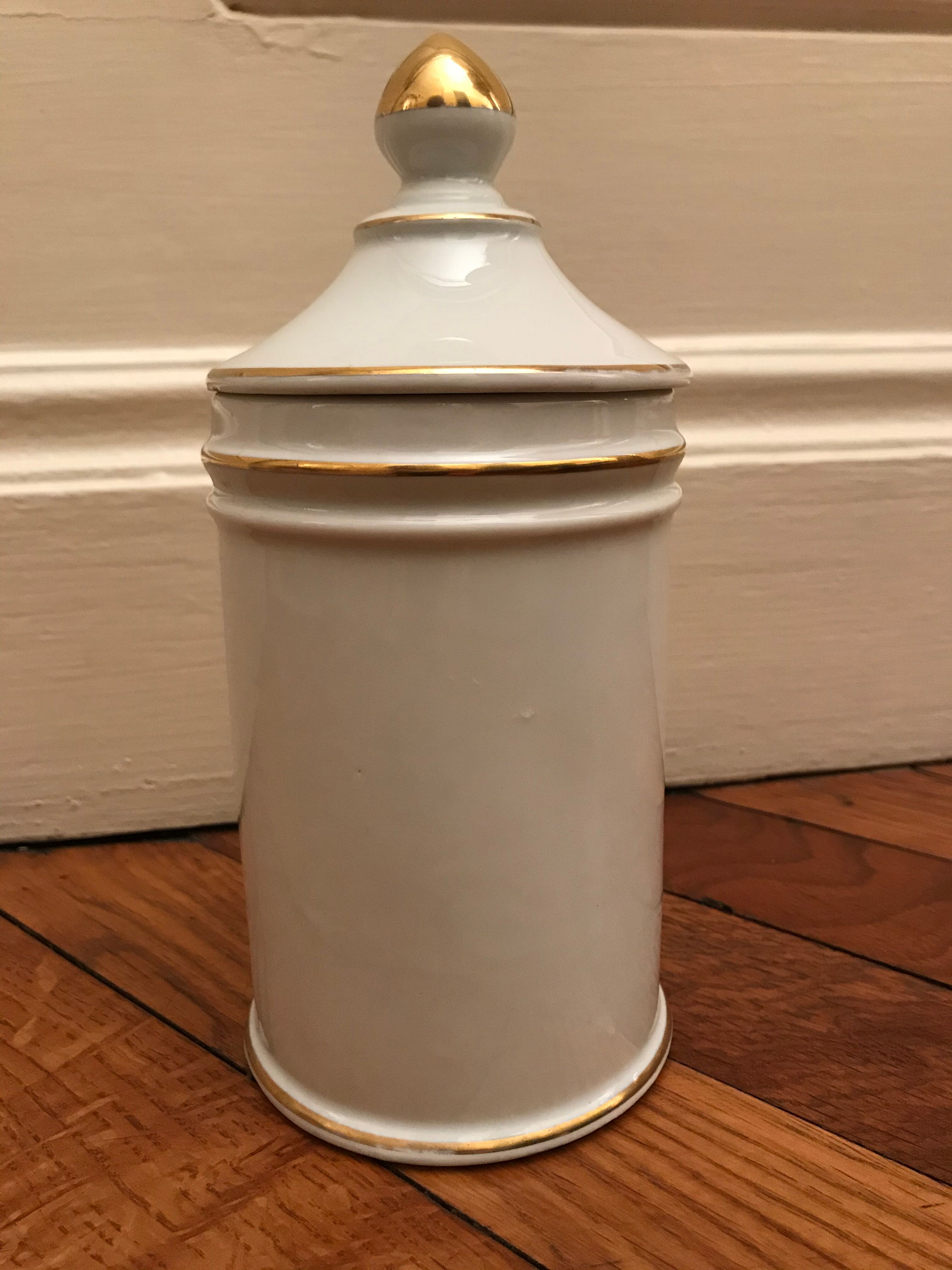 Pot pharmacie couvert en porcelaine