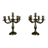 Paire de chandeliers laiton doré style classique, vintage
