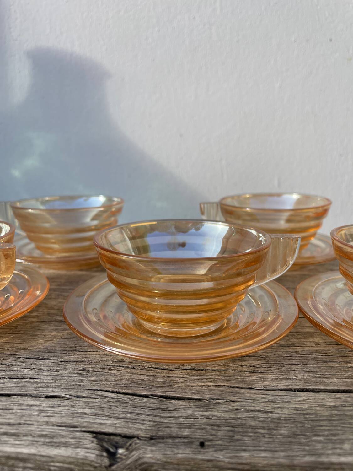 5 tasses à café en verre italiennes fumées Gondolo 