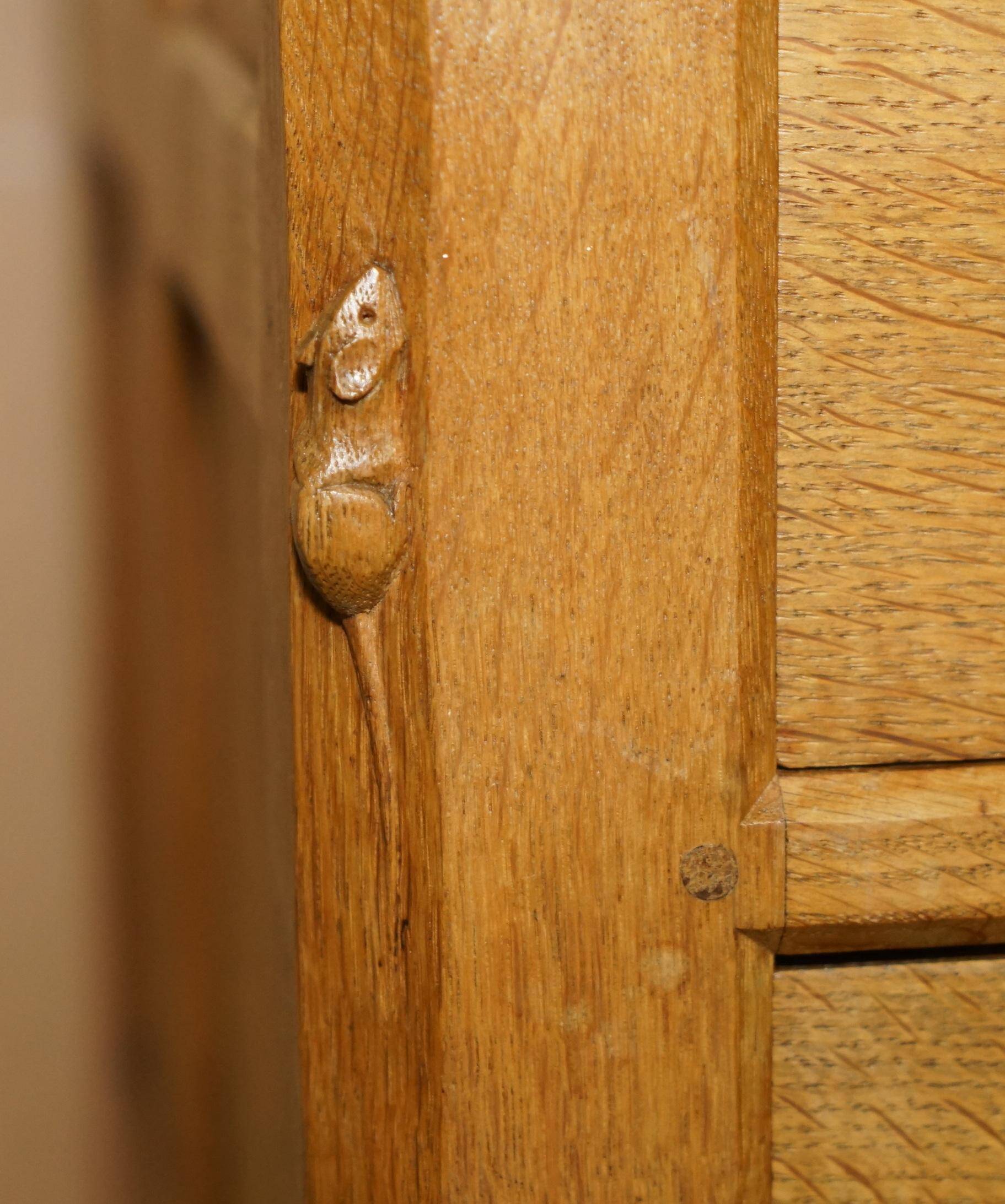 Vintage 1970 tripod desk by Robert Mouseman Thompson with a planed top.