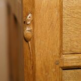 Vintage 1970 tripod desk by Robert Mouseman Thompson with a planed top.