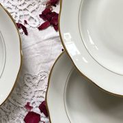 6 deep plates white porcelain with gold decoration Sologne Lamotte