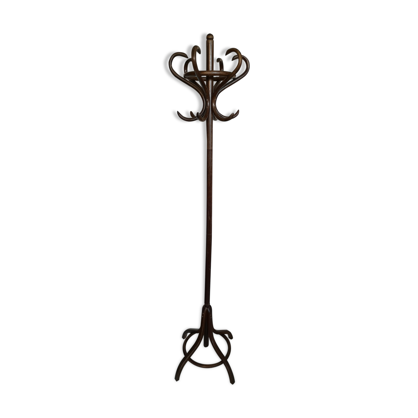 Dark wooden parrot coat holder