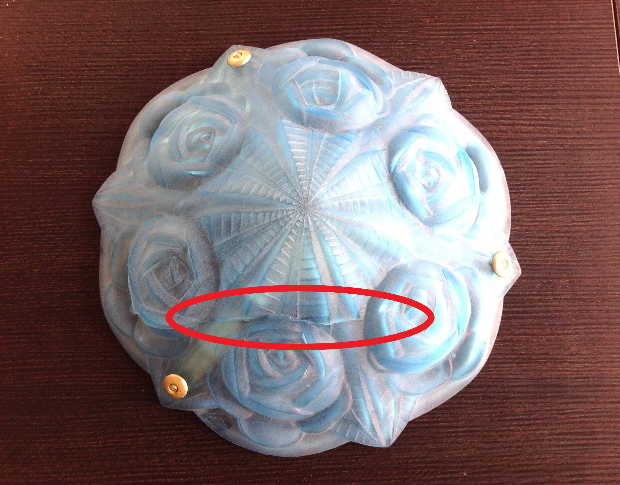 Suspension in blue glass paste signed Degué / art deco style