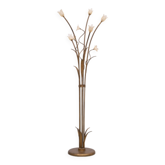 Hollywood Regency Gold flower shaped floor lamp 1980s