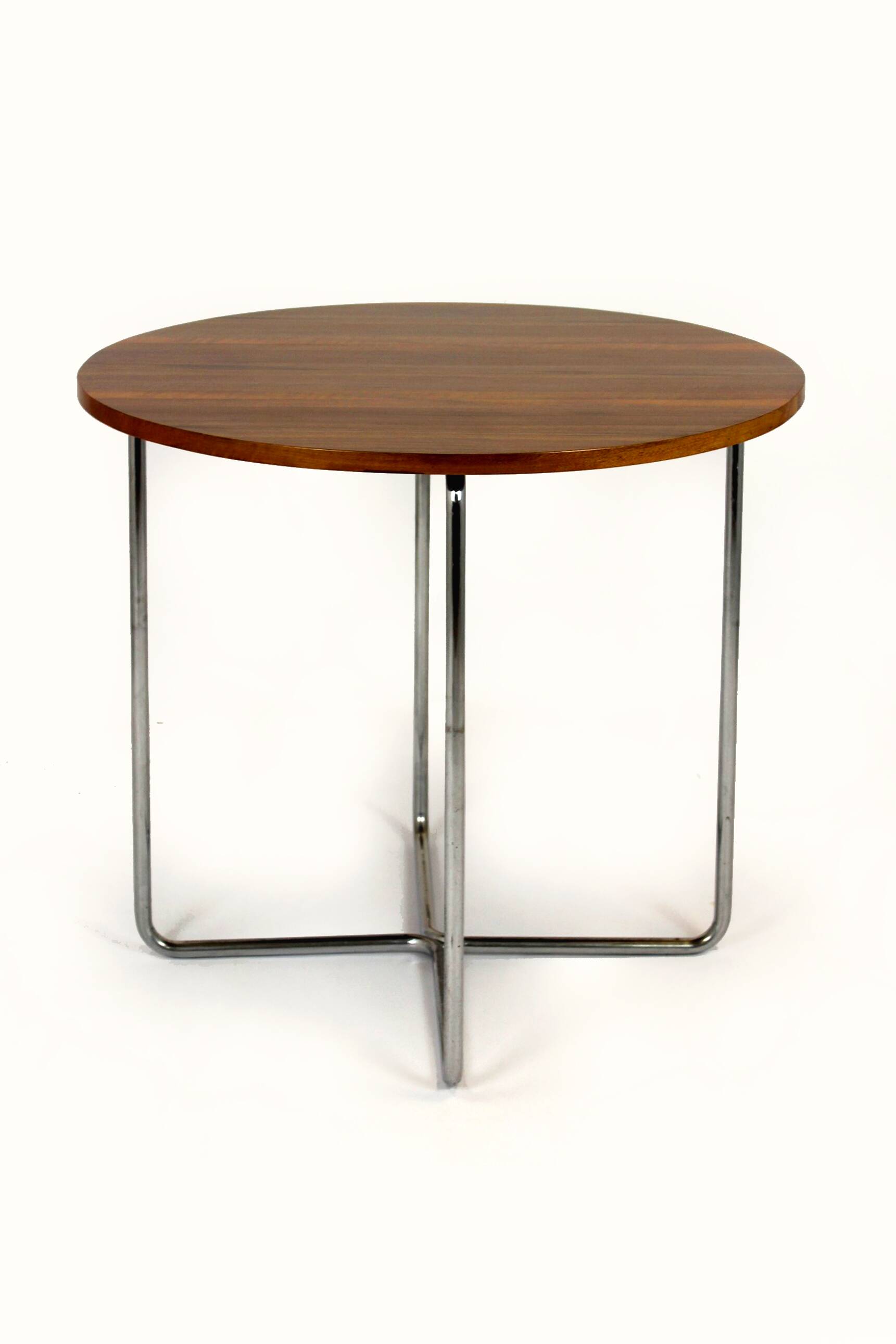 Restored Bauhaus Tubular Steel Round Table And 4 Chairs By M. Stam, 1930s