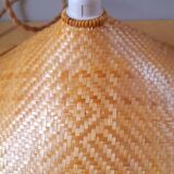 70s woven bamboo pendant light