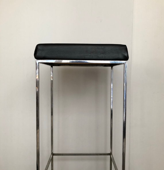 High square chrome steel stool