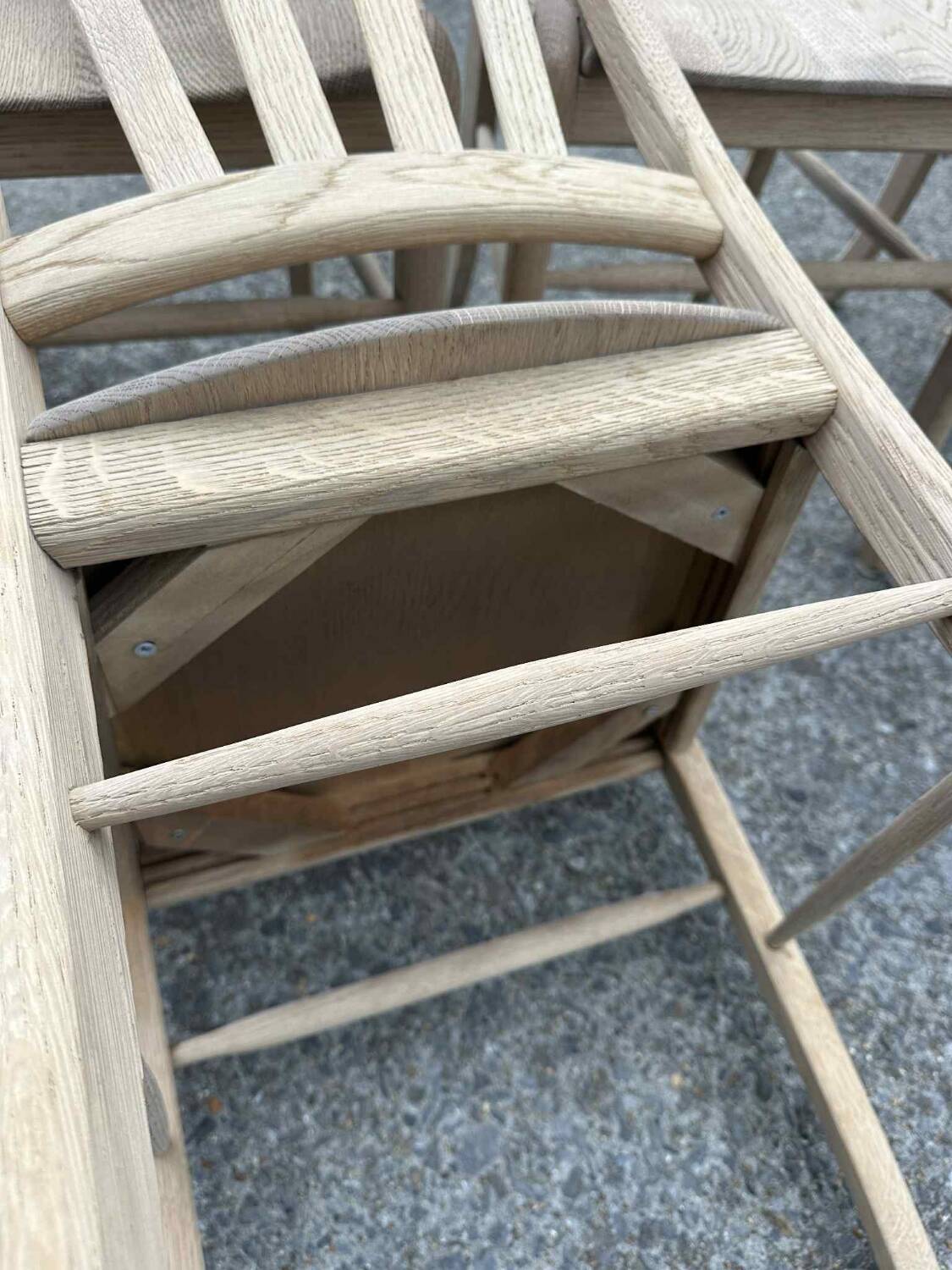 Set of 6 raw wood chairs
