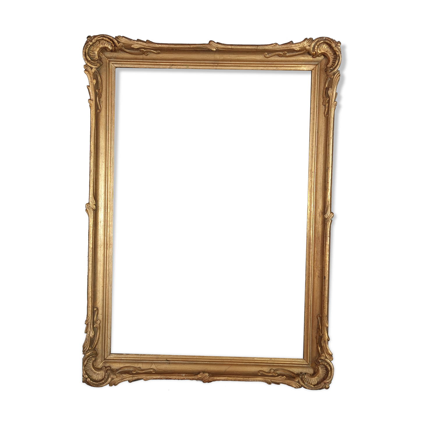 Old gilded stucco wood ear frame 63x45.5 cm, foliage 56.4x39 cm SB