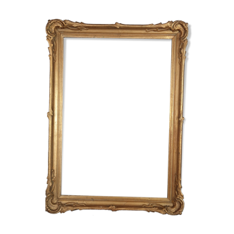 Old gilded stucco wood ear frame 63x45.5 cm, foliage 56.4x39 cm SB