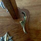 Old large Art Deco wooden coat rack with mirror