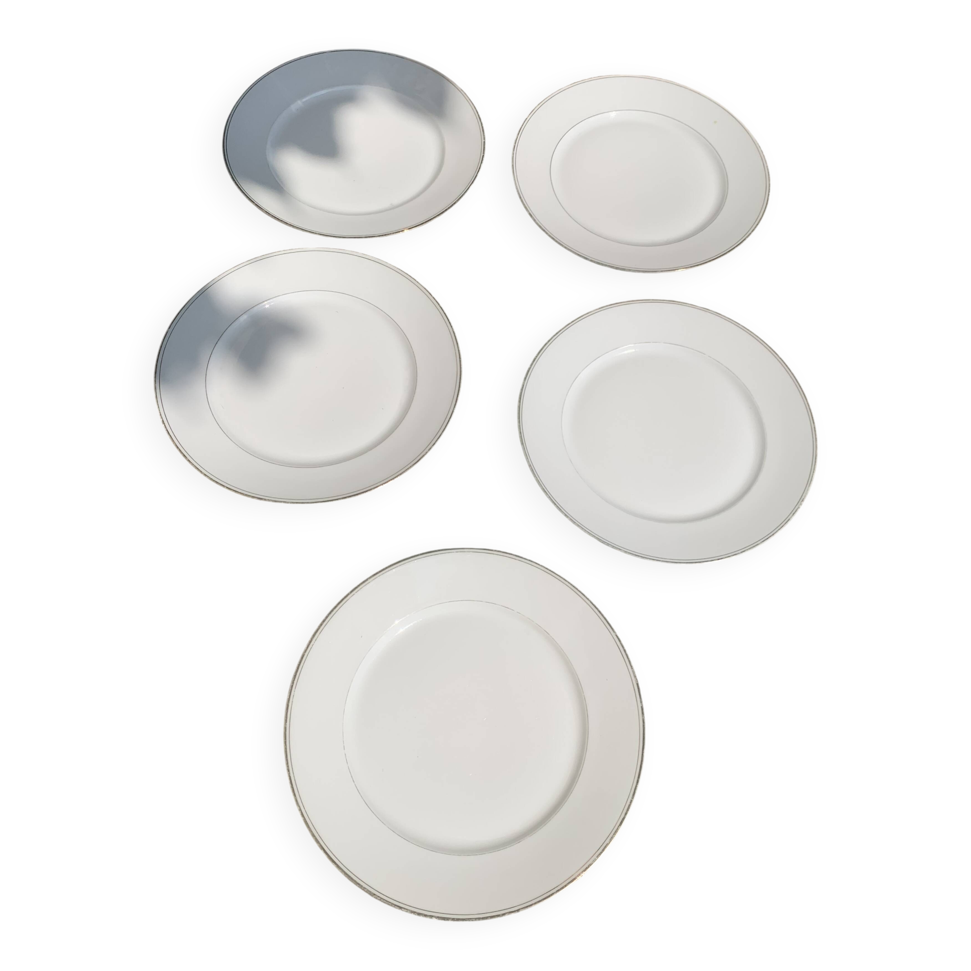 5 Limoges porcelain dinner plates stamped Limoges France