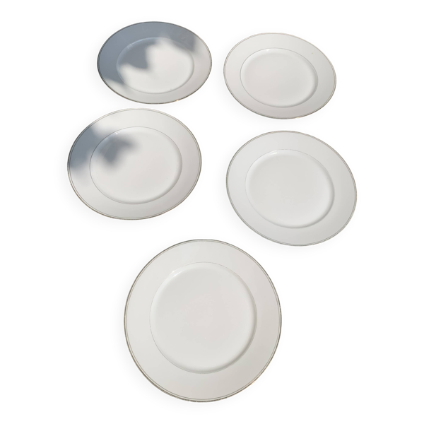 5 assiettes plates en porcelaine de limoges estampillées Limoges France