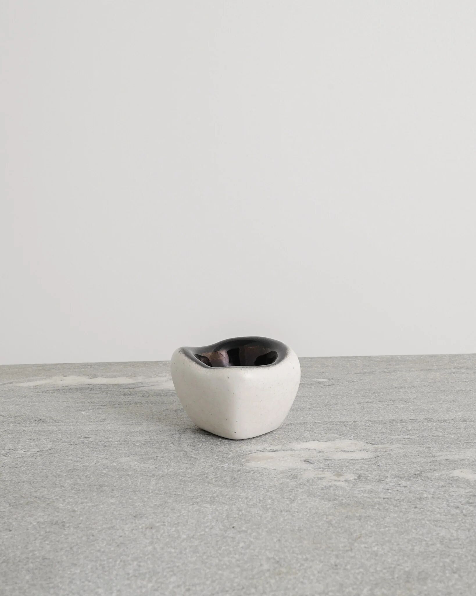 French Mid Century White & Golden Ceramic Bowl by Denise Gatard, 1960s