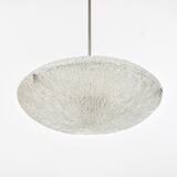 Mid-century Textured Glass and Nickel Kalmar Discus Chandelier, Austria, 1950s