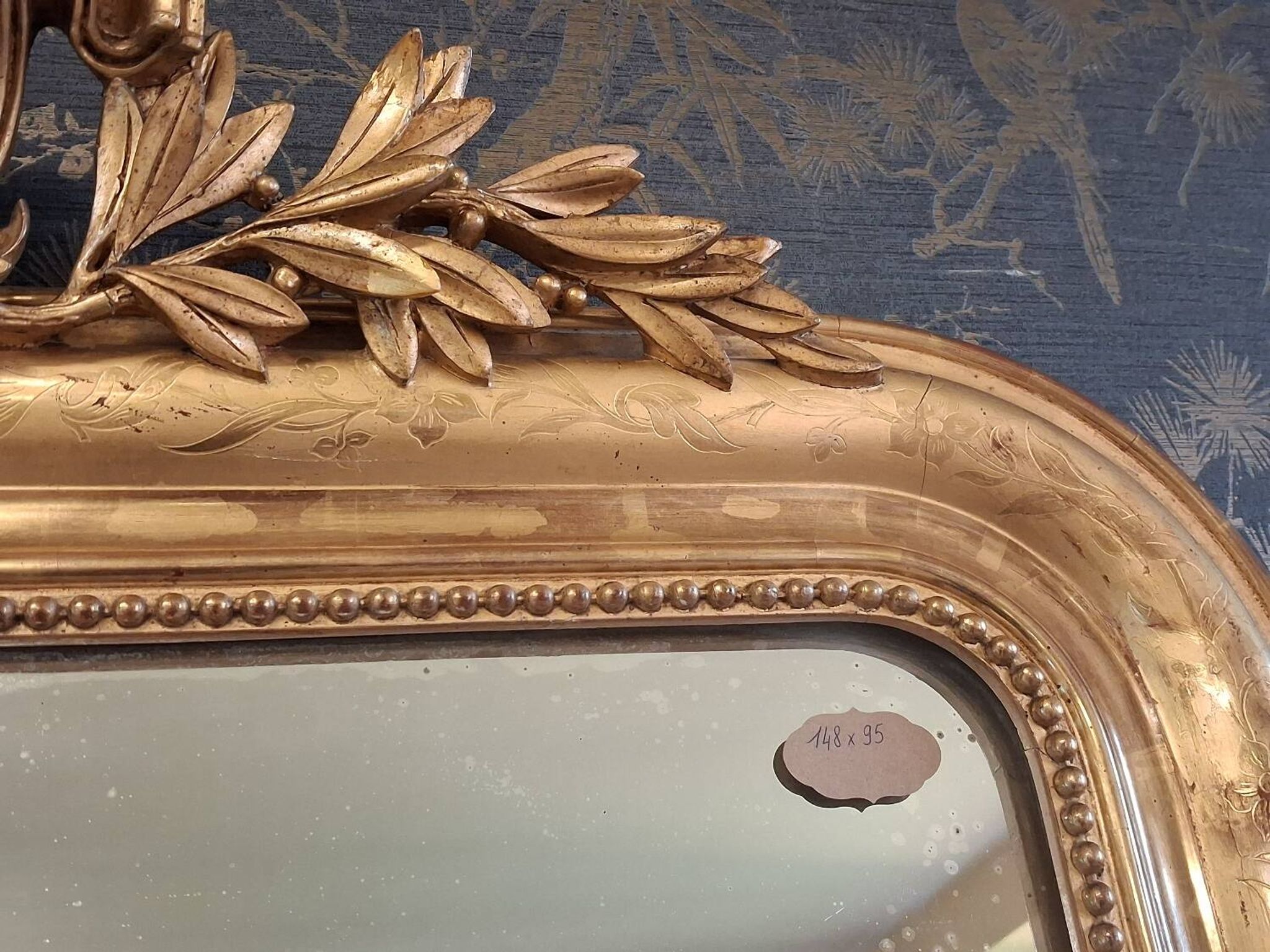Louis Philippe mirror with pediment 148 x 95
