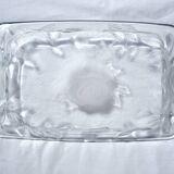 Plat à cake en verre motifs roses