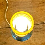 Vintage orange lamp with chrome tulip base and glass shade