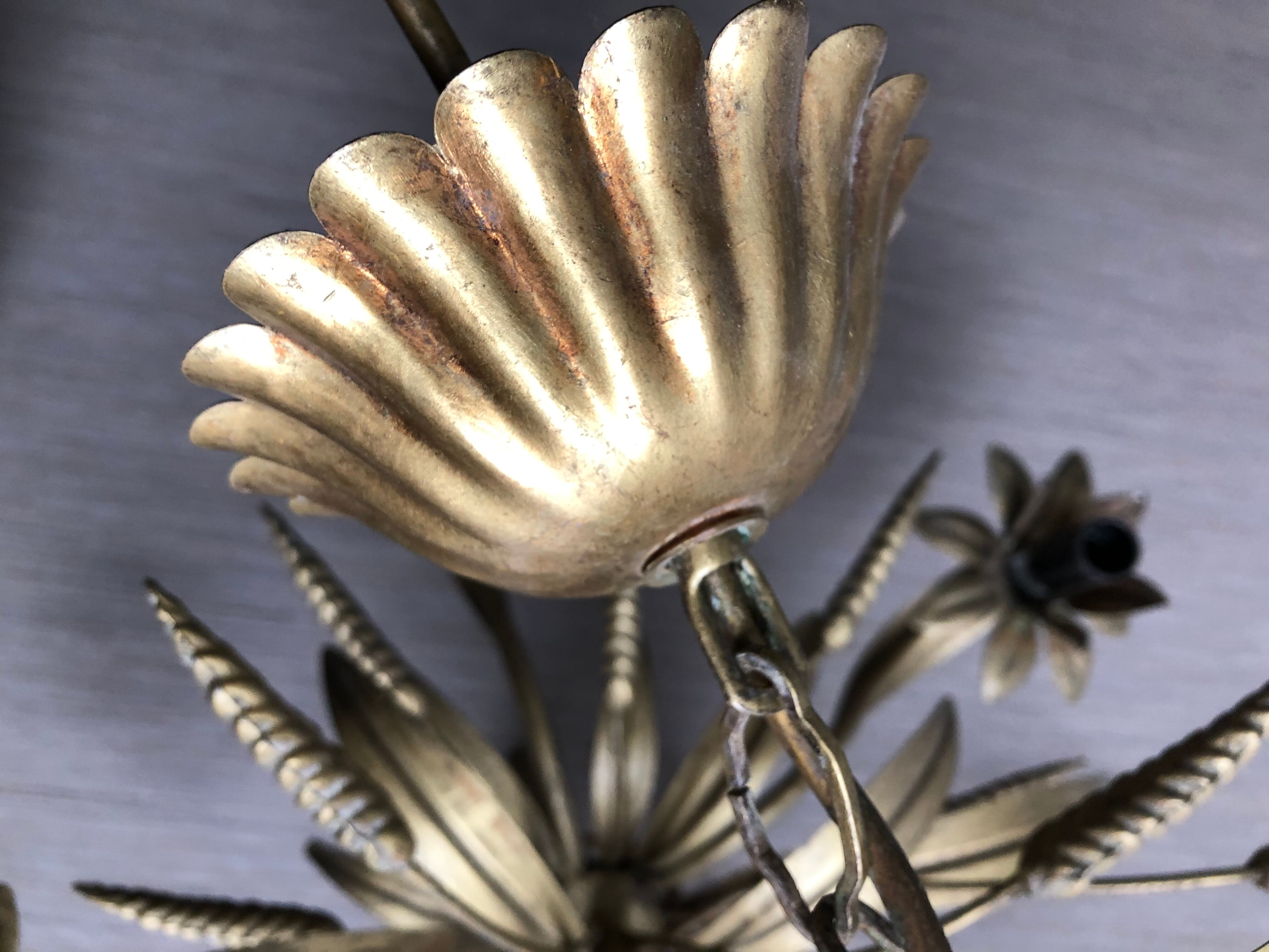 Golden wheat spike chandelier