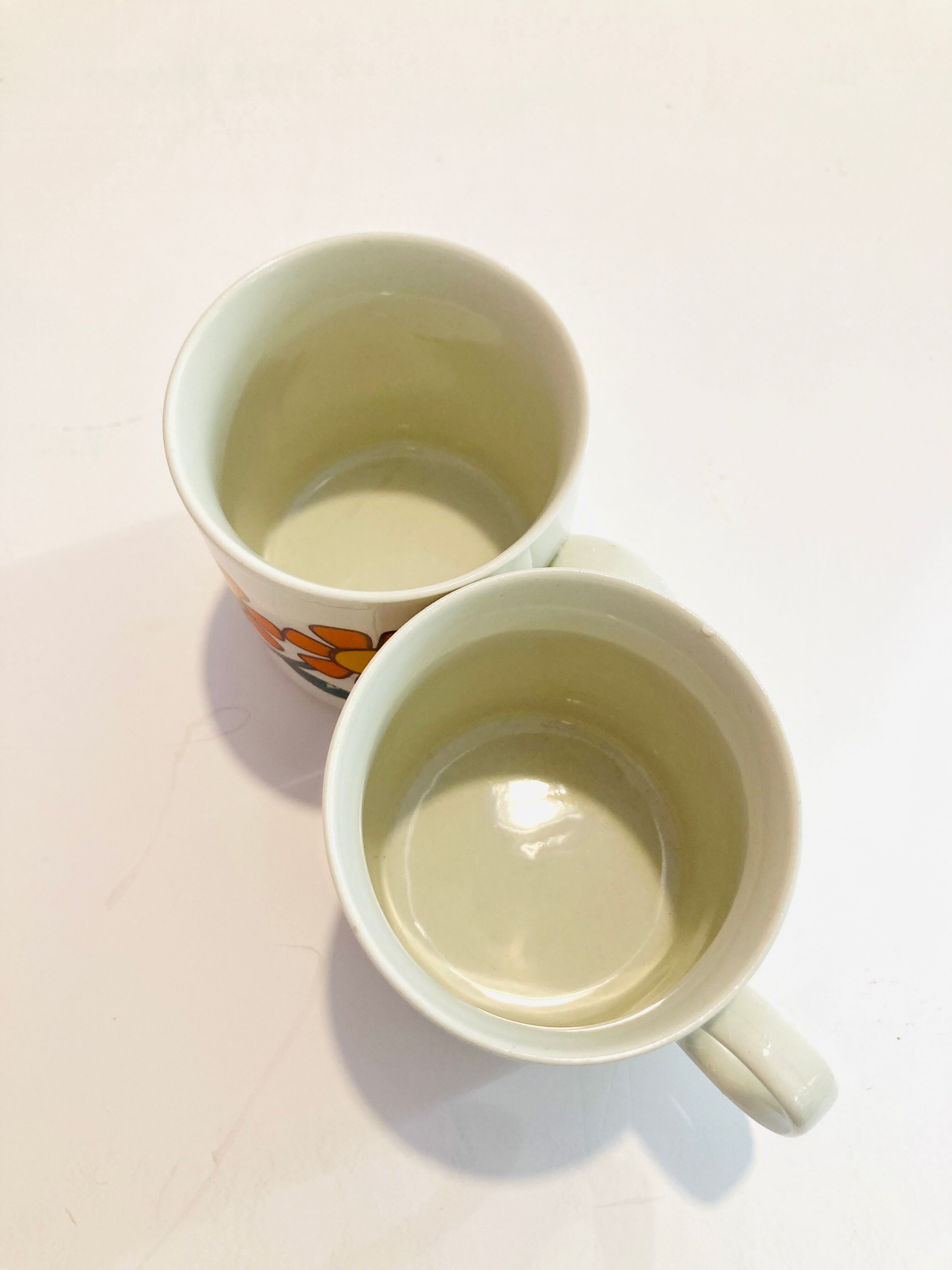 2 cups 70s weismann porzellan italy floral pattern orange