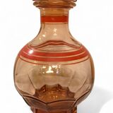 Art Deco, round smoked glass carafe with red edging circa 1930