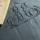 Old linen and cotton sheet tinted in gray green