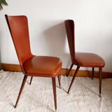 Pair of vintage vinyl chairs with splayed legs