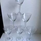 Lot 6 verres à vin en cristal gravé années 50