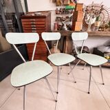 Set of 3 green Formica chairs
