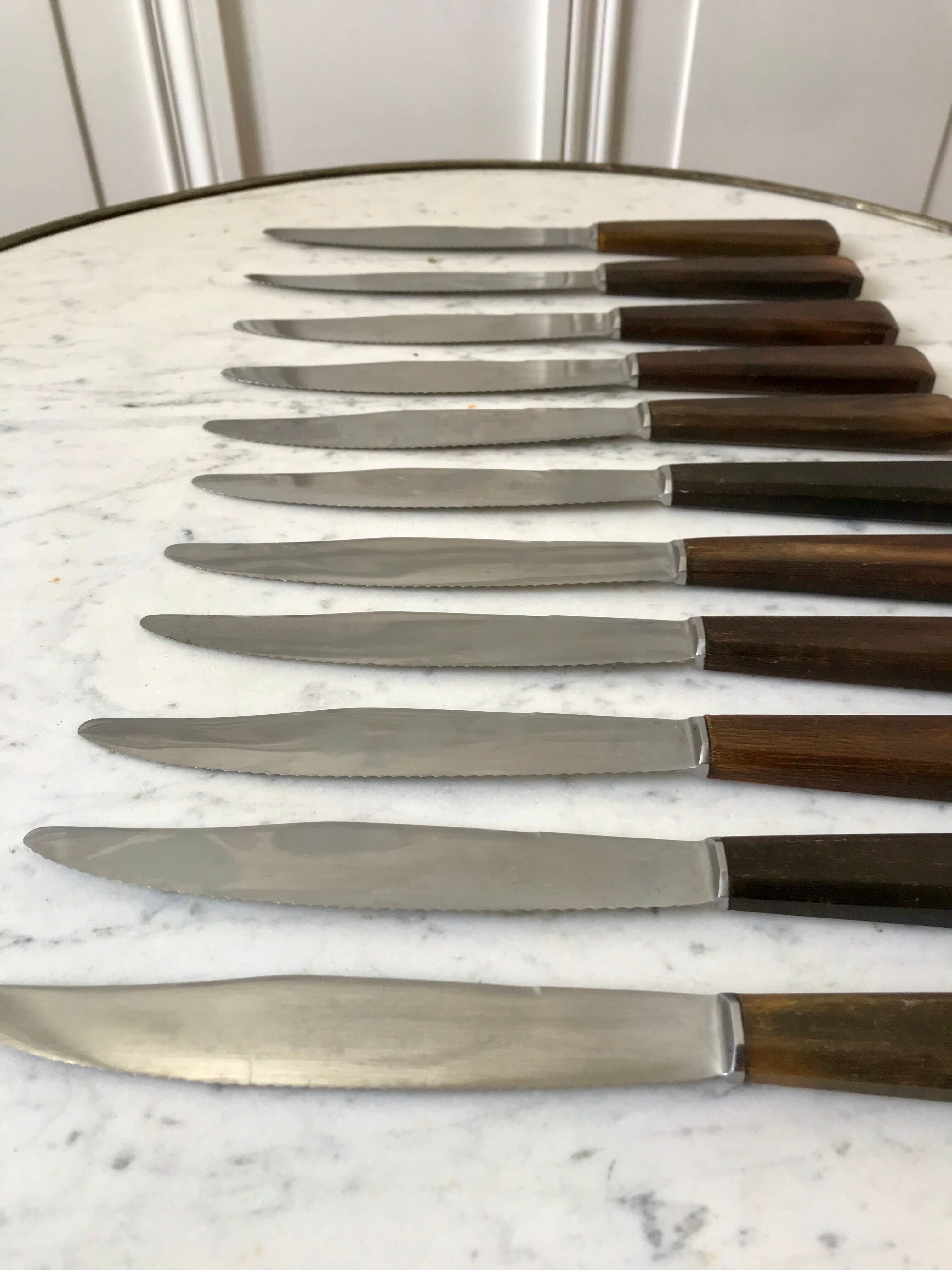 Set of 11 wooden tooth knives made of 50s