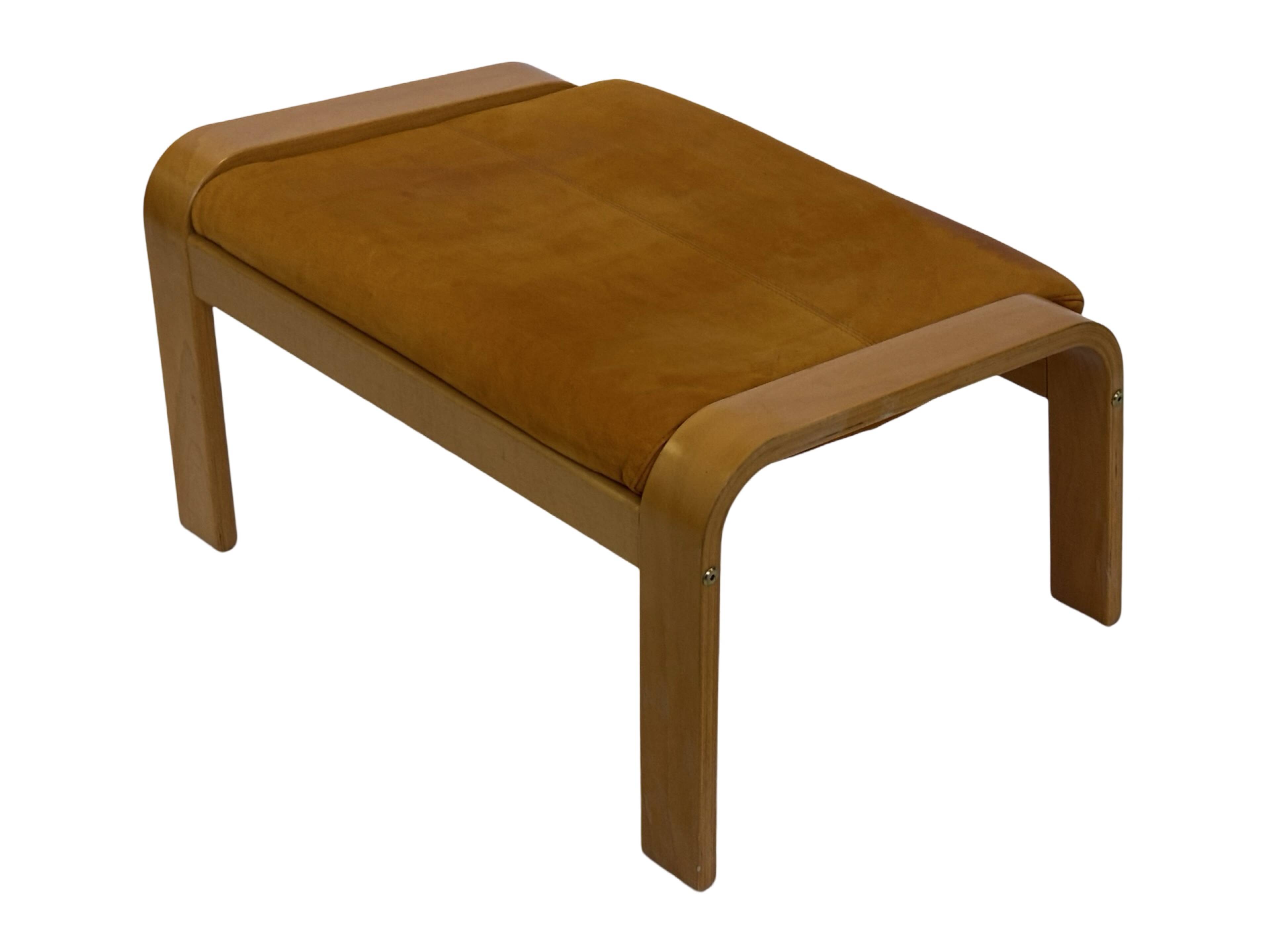 Vintage ikea poang tan leather cantilever footstool ottoman design