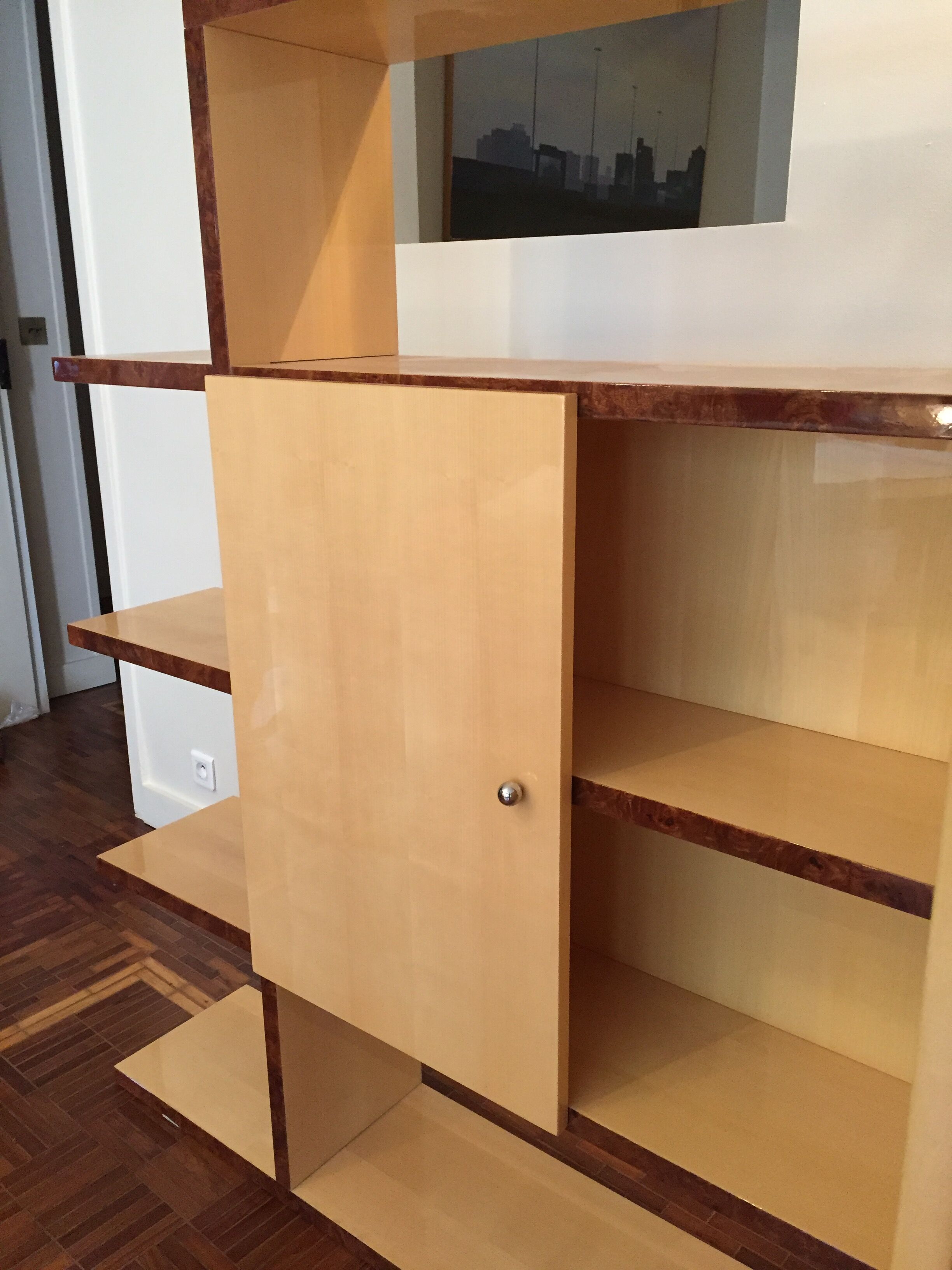 Étagère bibliothèque en bois sycomore époque art déco