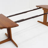 Vintage Danish round extendable dining table solid teak Langeskov möbelfabrik