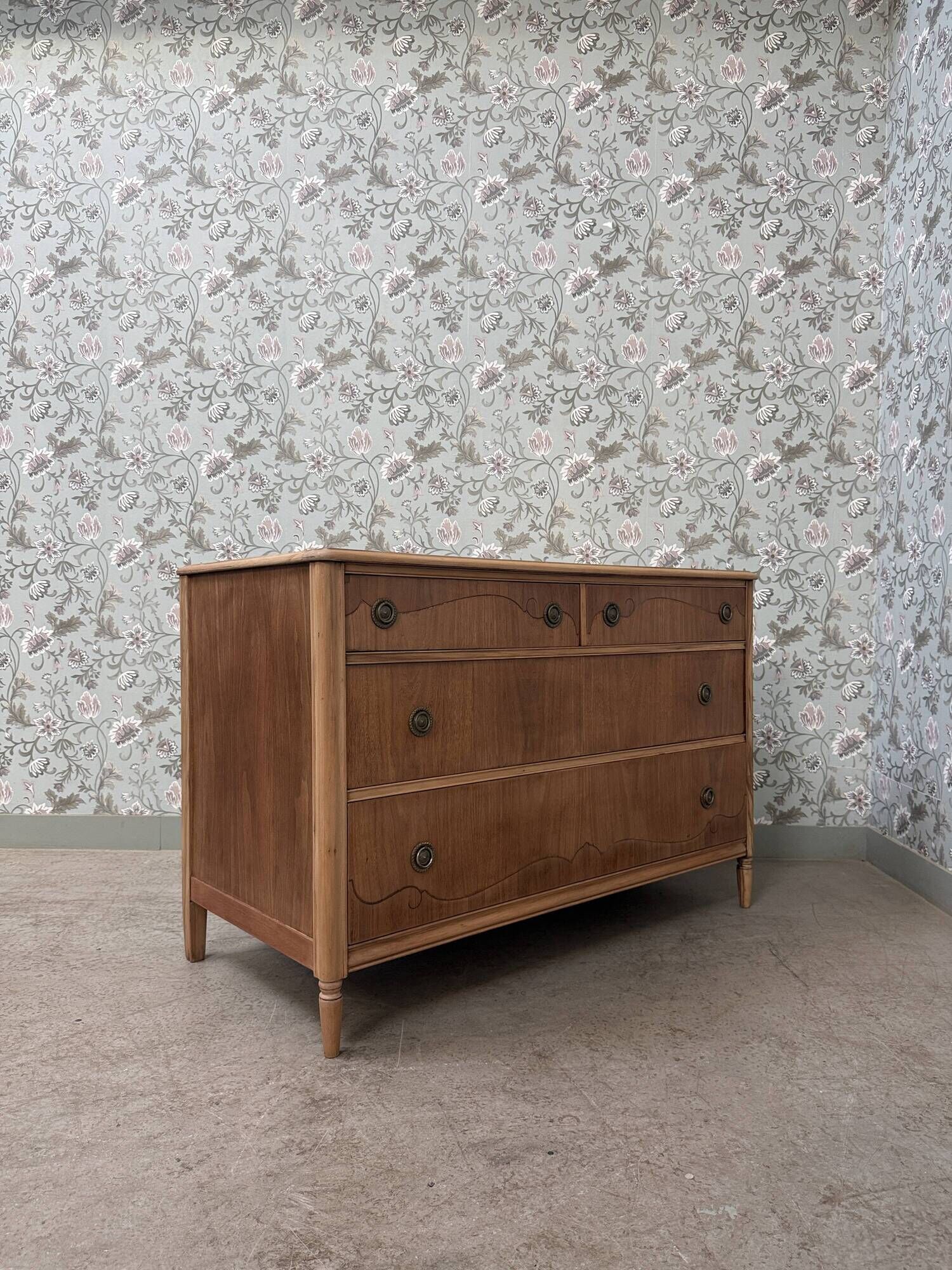Large Art Deco chest of drawers in mahogany and ash (renovated)