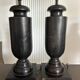 Vintage turned blackened wooden baluster lamp base