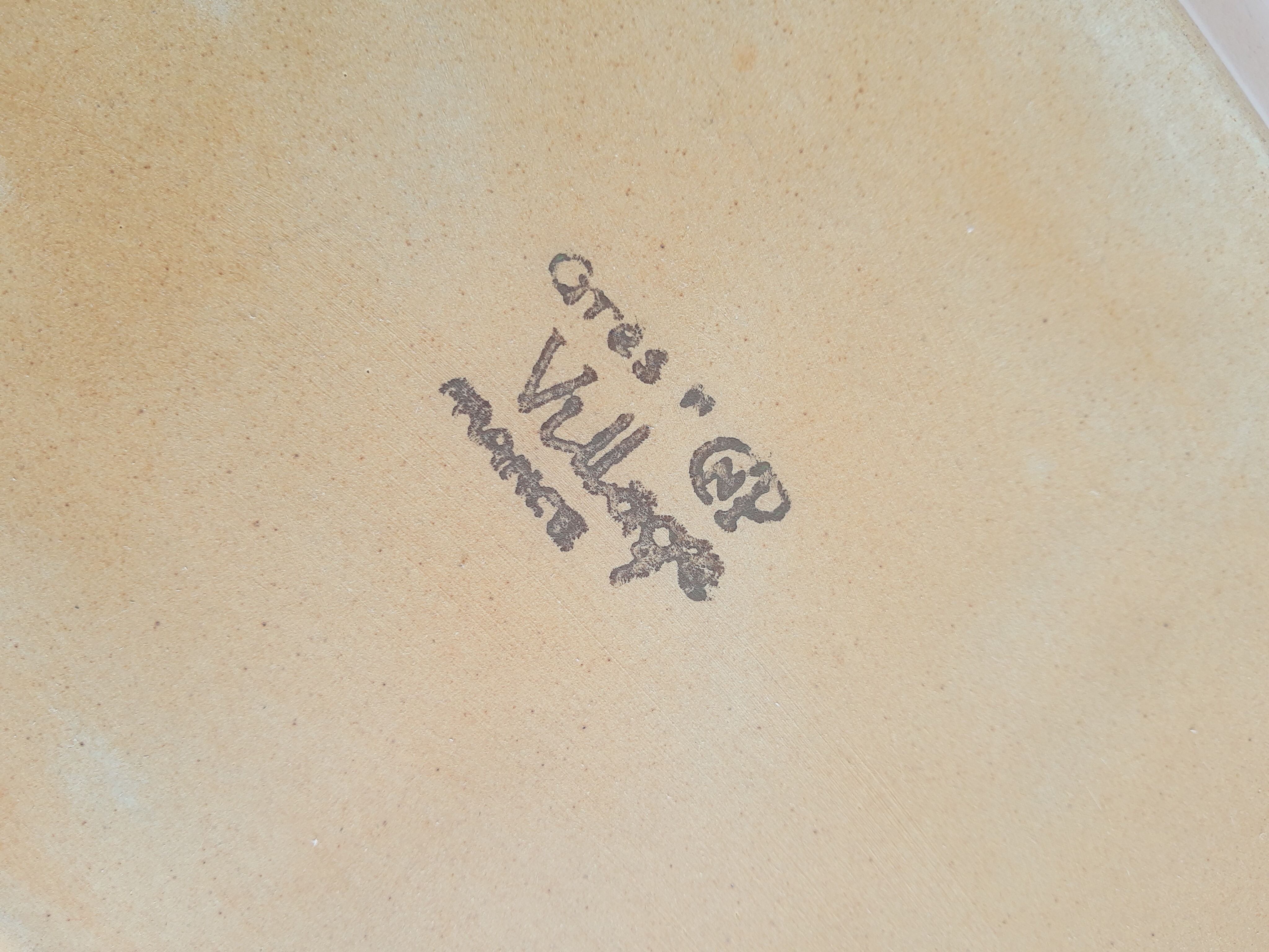 Oval stoneware dish Cnp gres village France vintage